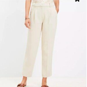 LOFT TAPERED PLEATED CREPE PANTS CREAM 12P